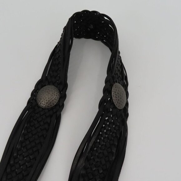 Womens One Size OSFM Faux Leather Black Braided Woven Metal Medallion Belt - Picture 6 of 9